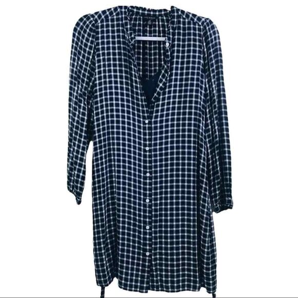 Lucky Brand Blue Plaid Belted Button Down Dress S/P - Picture 4 of 9